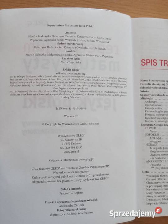 Repetytorium maturzysty Język Polski kompendium, repetytorium, opracowanie Kultura i Rozrywka śląskie Dąbrowa Górnicza