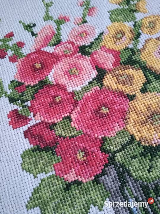 Obraz Kwiaty Haft Krzyżykowy Handmade pomorskie Gdańsk sprzedam