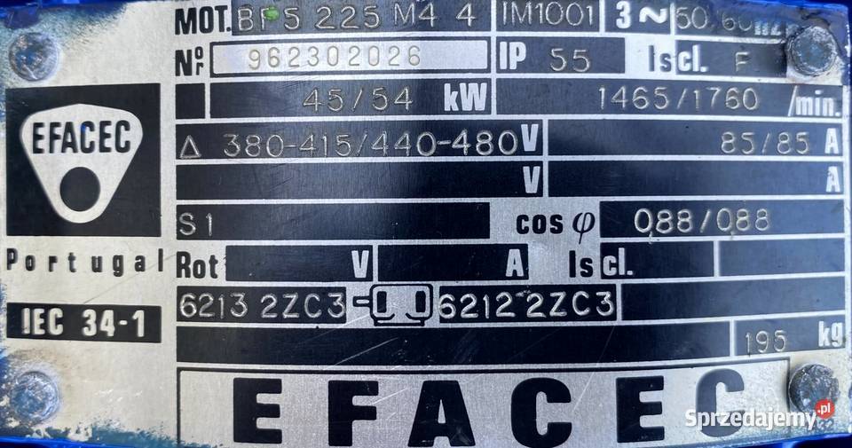 silnik elektryczny 45kW 1465obr 3fazowy Pigża
