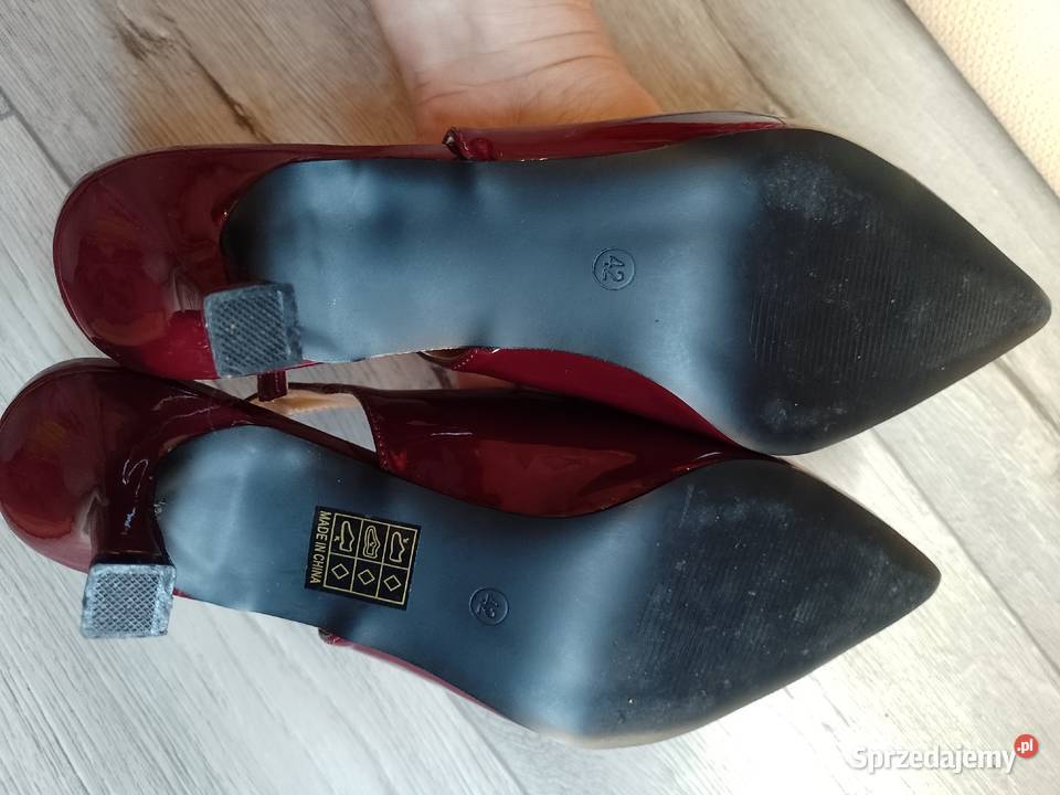 4041 Bordowe czółenka wieczorowe z odkrytą piętą inna Kraków sprzedam