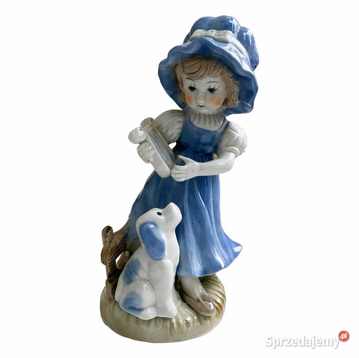 Figurka porcelanowa dziewczynka z harfą i psem Warszawa sprzedam