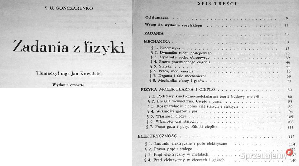 Zadania z fizyki S U Gonczarenko lubelskie Chełm sprzedam