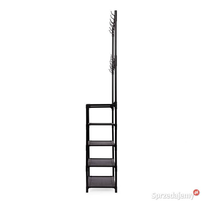 Stojący wieszak na ubrania z półkami czarny Poznań