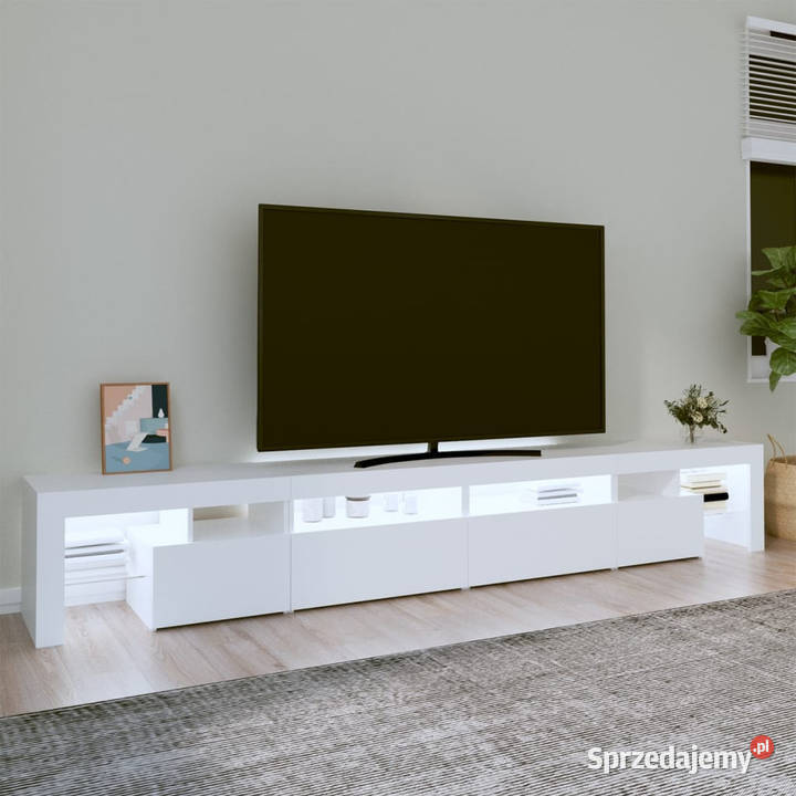 Szafka pod TV z oświetleniem LED biała Warszawa