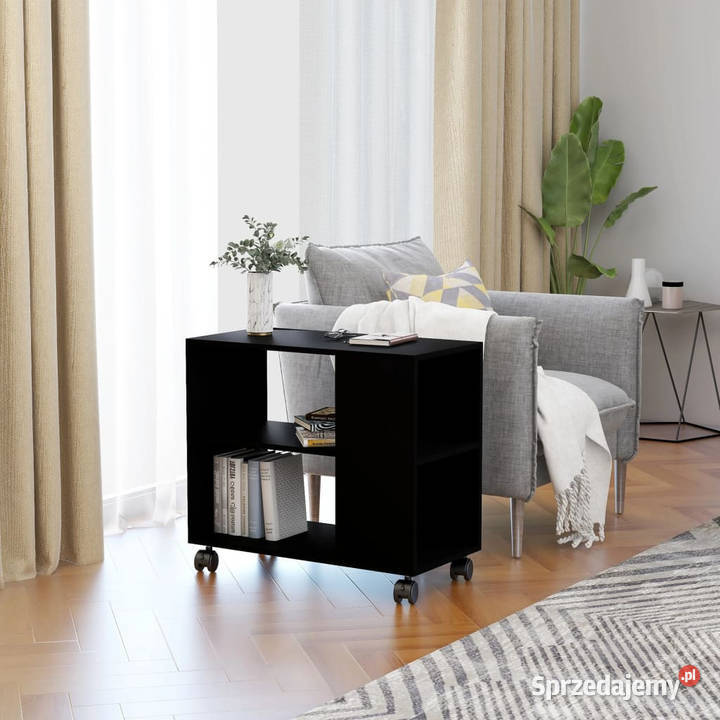 Stolik boczny czarny 70x35x55 materiał Stoły Warszawa