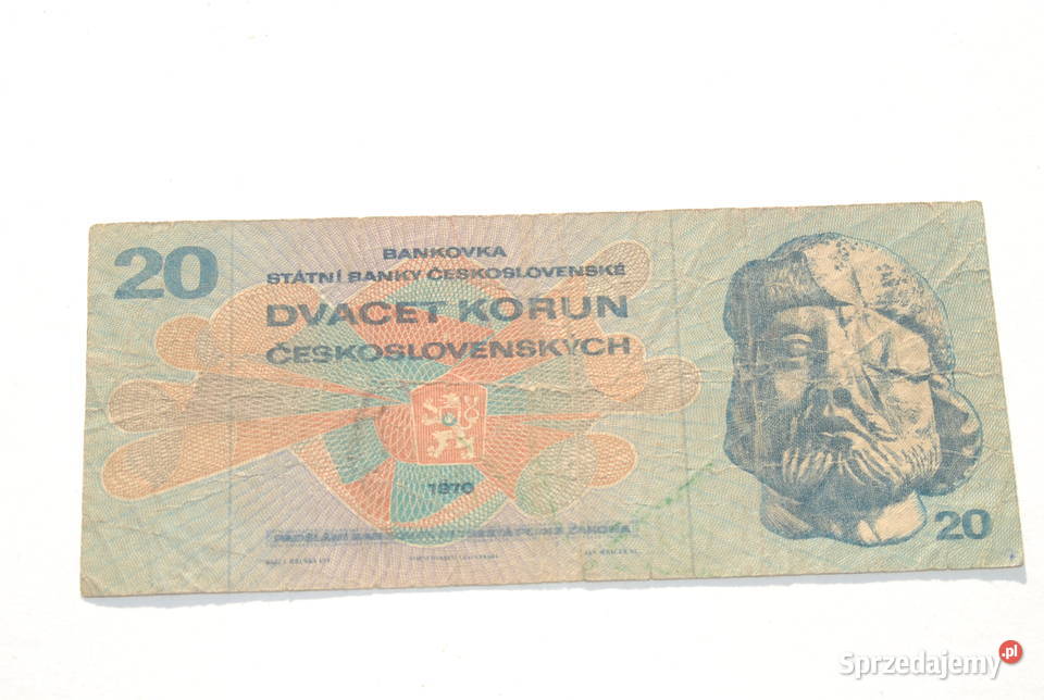 Stary banknot 20 koron Czechosłowacja 1970 antyk Cieszyn