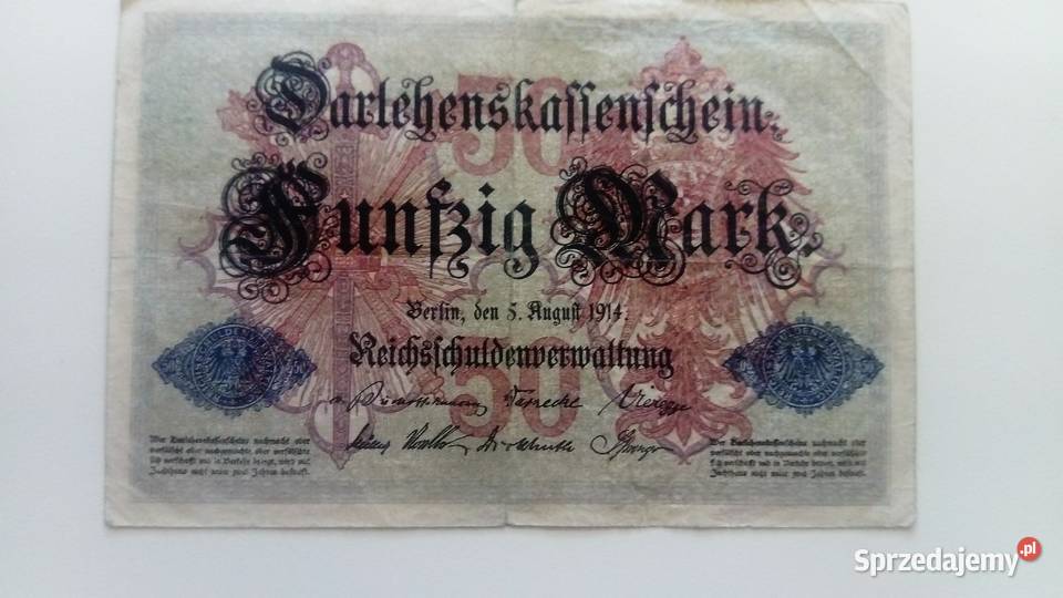 Banknot 50 marek 1914 r Mosina
