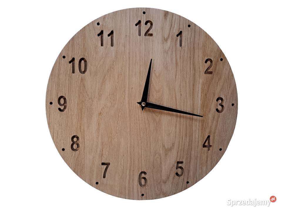 ZEGAR DREWNIANY DĘBOWY naturalny Średnica około ścienny śląskie Blachownia
