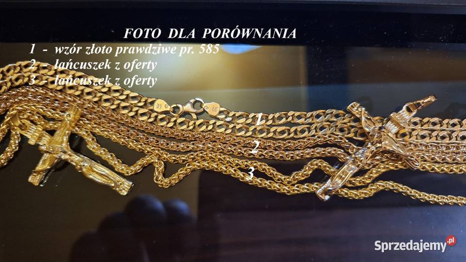 Łańcuszek z krzyżykiem duży złoty kolor ładny Legionowo sprzedam