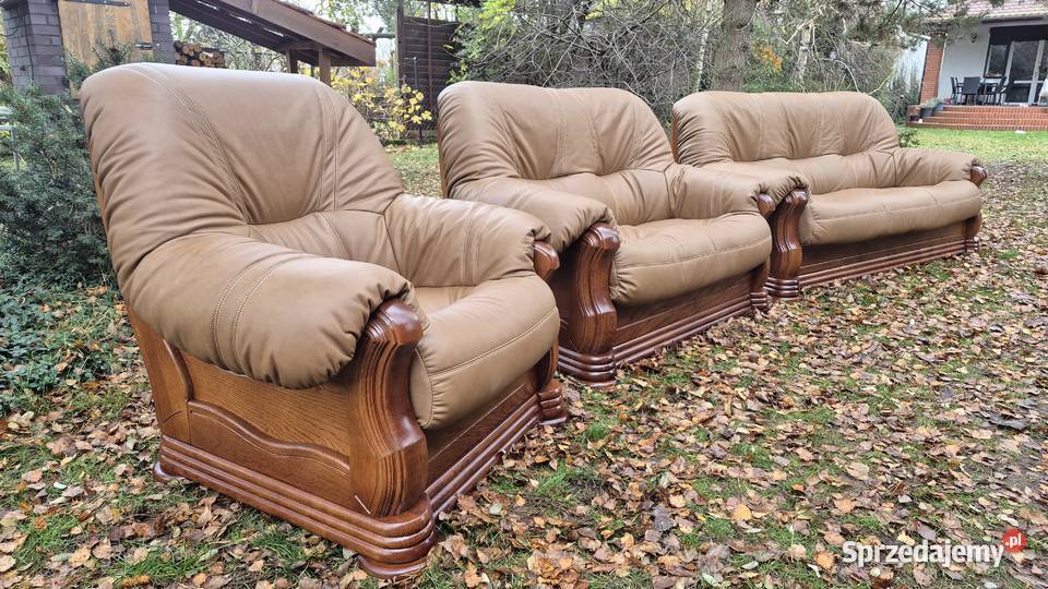 Komplet wypoczynkowy 3 2 1 Nowa skóra naturalna