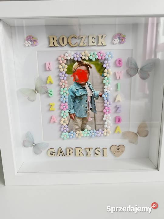 Personalizowana Ramka 3D Pamiątka Roczek Chrzest Poręba
