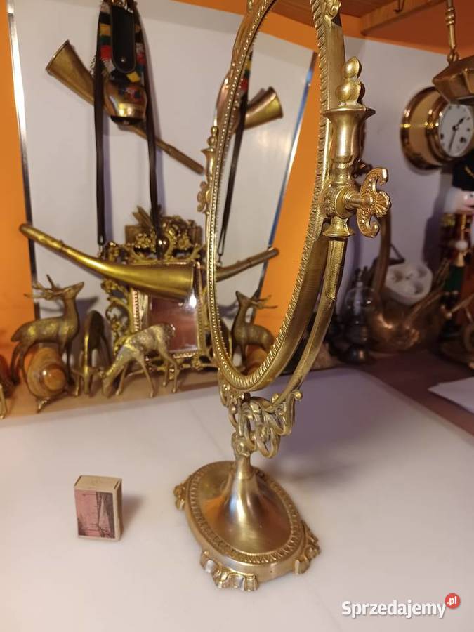 Piękne stare lustro toaletkowe Mosiądz Poznań