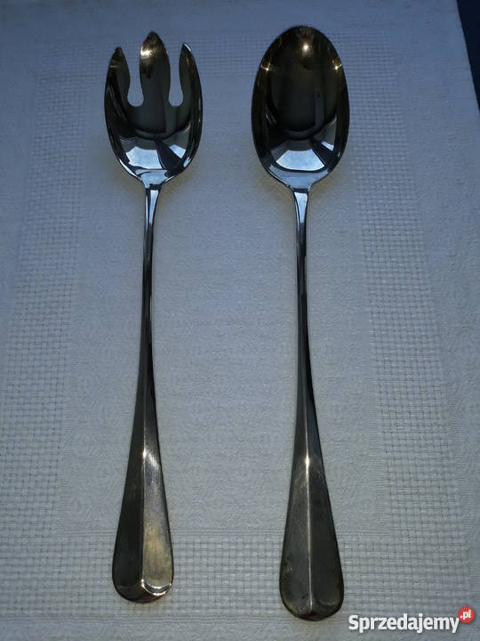 srebrzony komplet sztućców do sałatki sztućce inny kolor