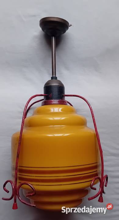 Lampa sufitowa z PRL Mid Century Design lata 50e wielkopolskie Koźminek