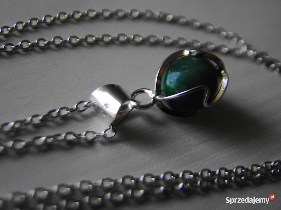 Naszyjnik srebro i zielony jadeit Warszawa