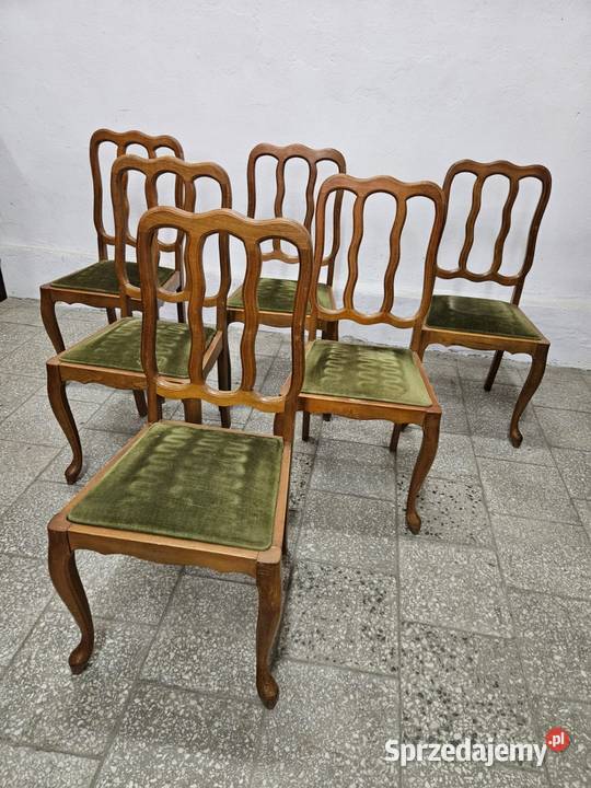 Krzesła ludwikowskie 6 sztuk zielone Nowy Sącz