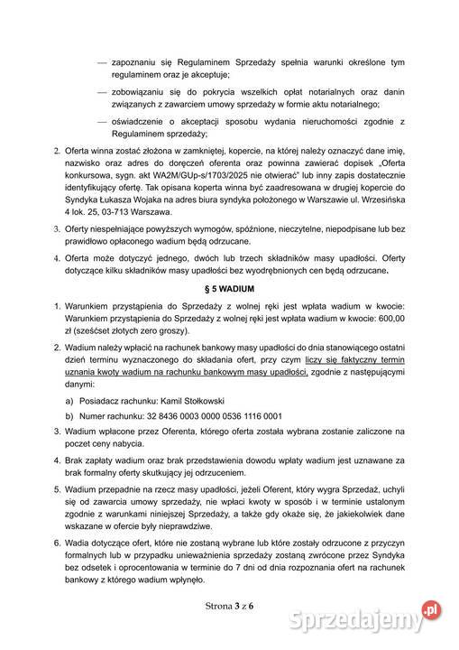 Syndyk sprzeda piwnicę lokatorską w Siedlcach Siedlce sprzedam
