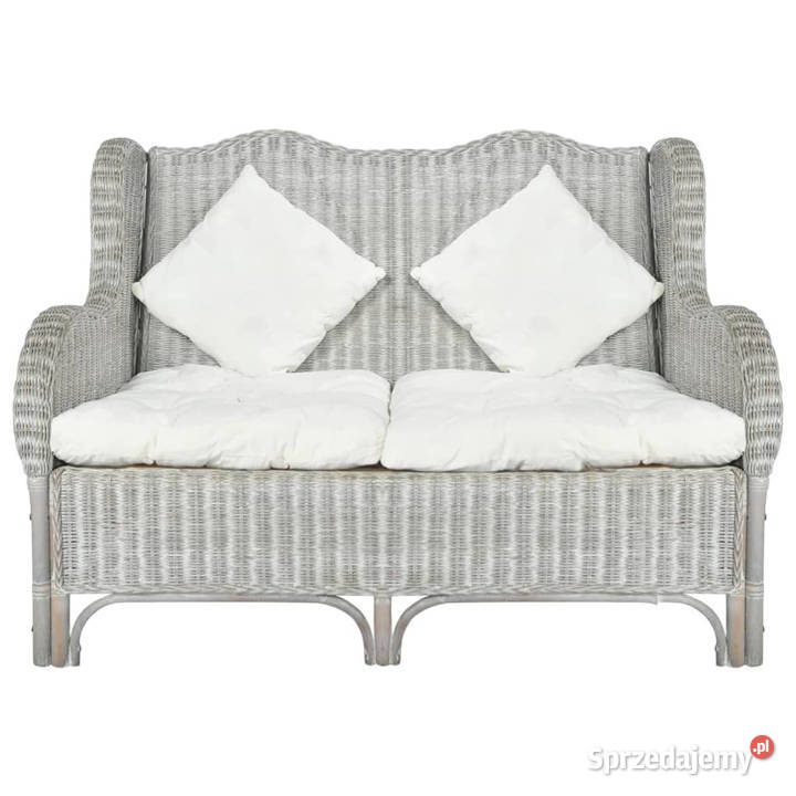 Sofa 2osobowa szara naturalny rattan i len Sofy i kanapy mazowieckie
