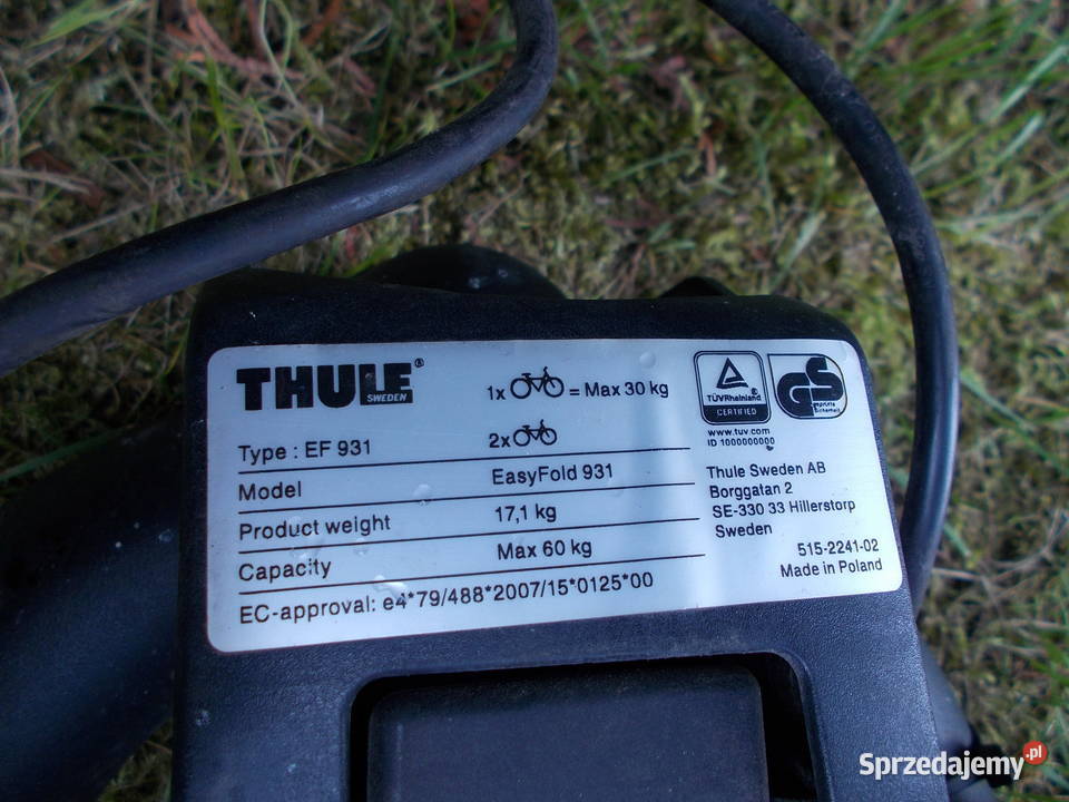 Bagażnik platforma hak Thule EF 931 2 rowery Rybarzowice