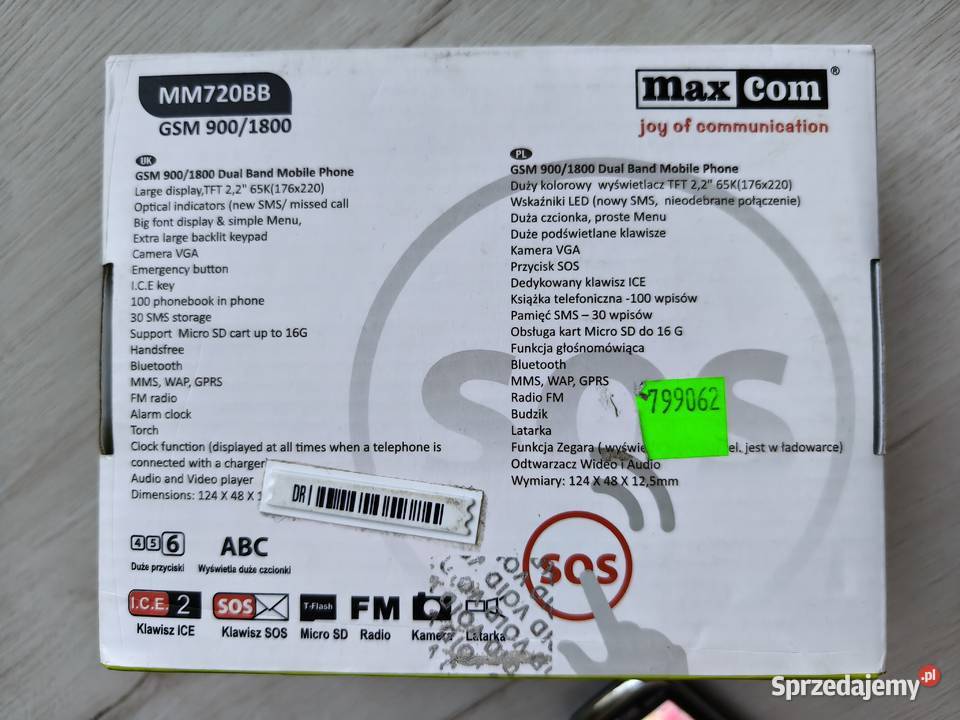 Telefon seniora MaxCom MM720 BB ze stacją MaxCom Kielce