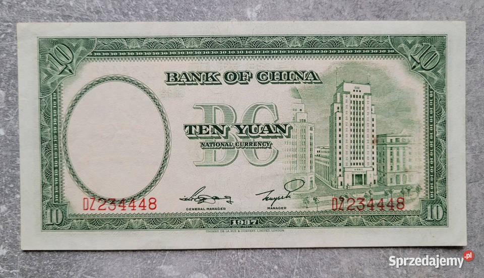 B22 CHINY 10 Yuanów 1937 seria DZ Łask sprzedam