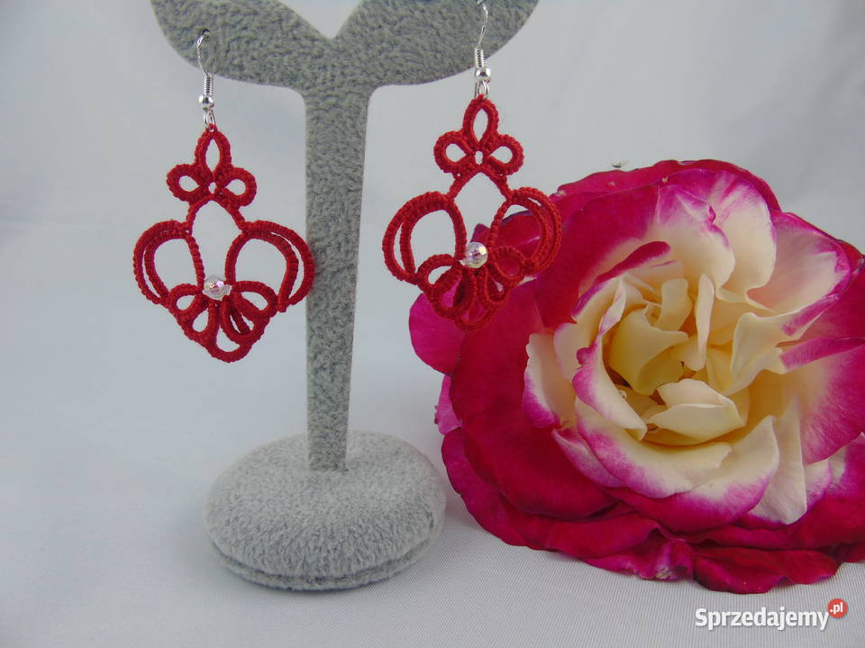 Kolczyki frywolitkowe Kolczyki Wiśniowa