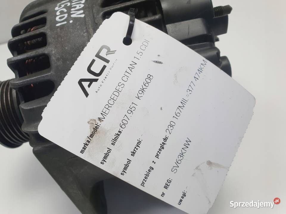 ALTERNATOR Mercedes Citan 15 CDI valeo Układ elektryczny silnika