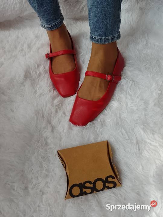41 ASOS Design Czerwone baleriny z zapięciem z Asos Moda i Styl Kraków