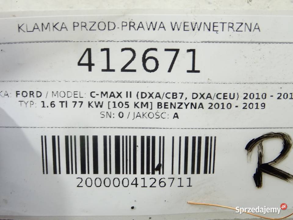 KLAMKA PRZÓD PRAWA WEWNĘTRZNA FORD C II Kombi sprzedam