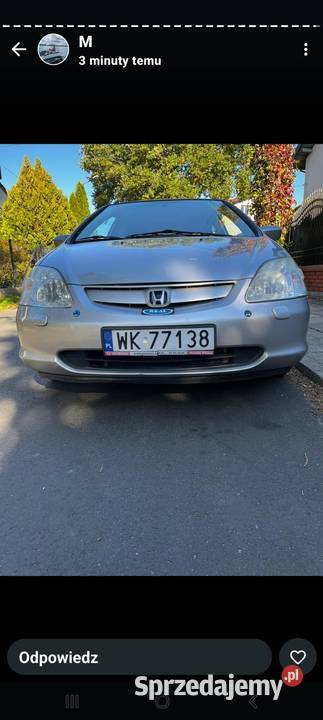 HONDA CIVIC VII 16 Klima szyberdach alufelgi Warszawa sprzedam