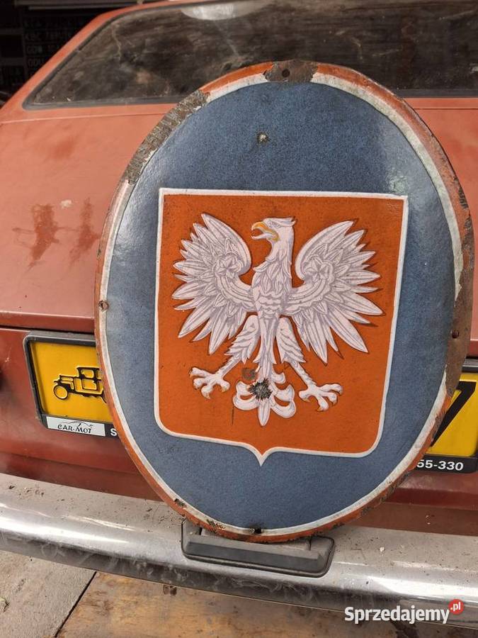 STARA TABLICA EMALIA EMALIOWANA GODŁO ORYGINAŁ Korfantów
