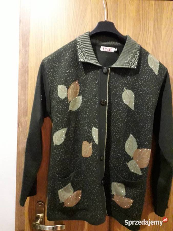 NIESPOTYKANY sweter z wzorem liści modny kolor Rozmiar 44(XXL)