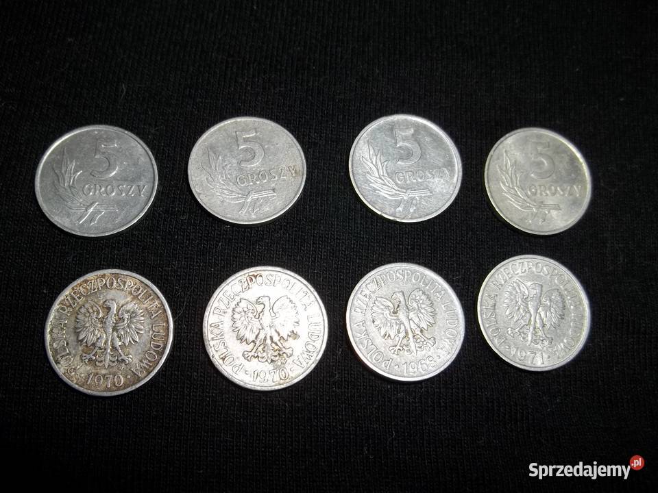 Moneta 5 groszy 1949 1958 1968 1970 1971 Łódź