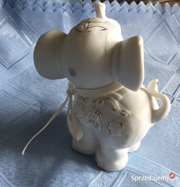 Słoń porcelanowy podwójny uroczy suto złocony Warszawa