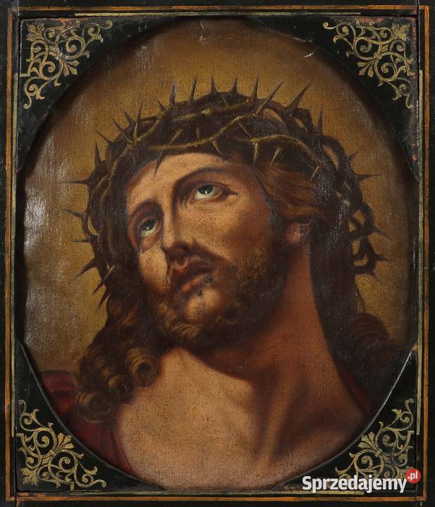 Obraz Jezusa Ecce Homo wg Guido Reni XIX wiek wielkopolskie