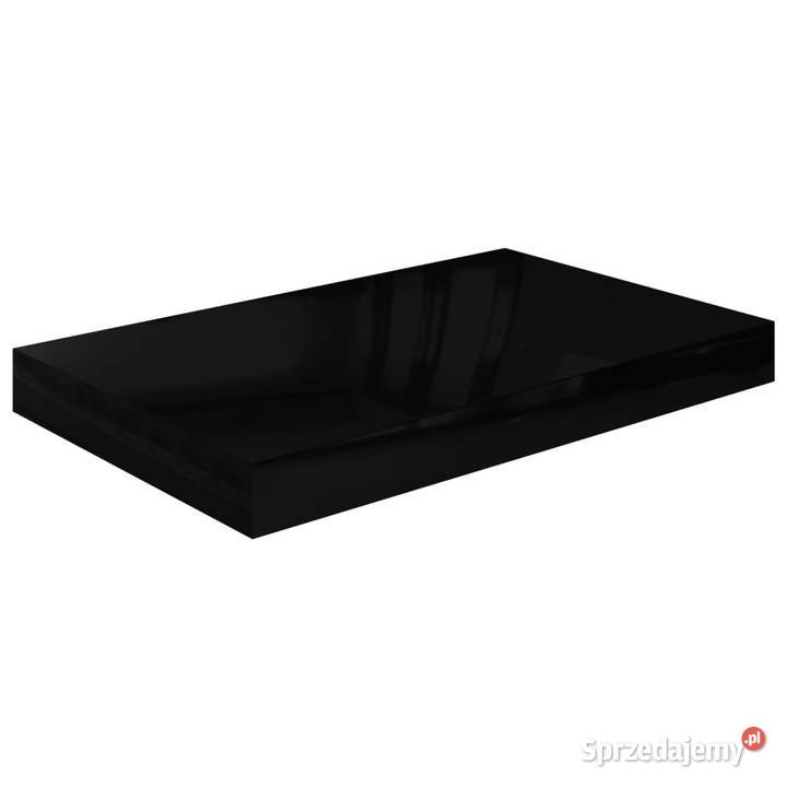 Półki ścienne 2 czarne wysoki połysk 40x23x38