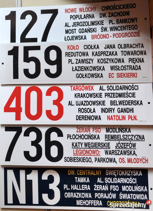 Tablice aurtobusowe zbiory na sprzedaż