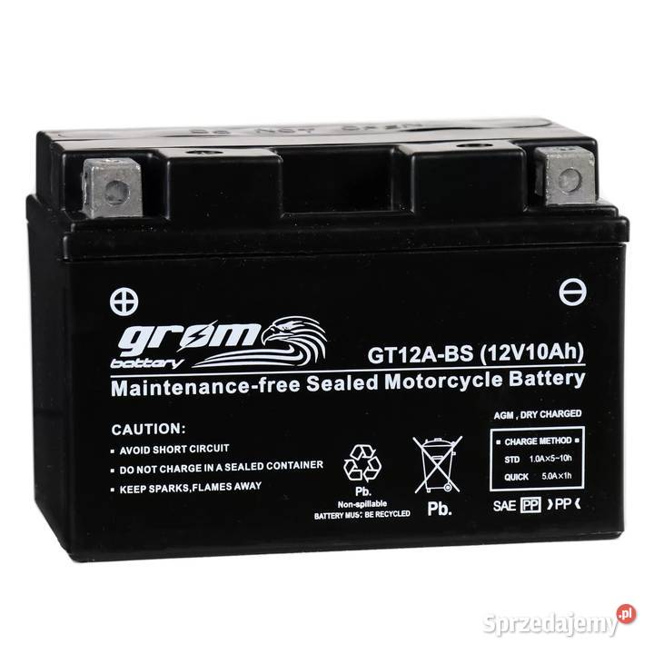 Akumulator GROM GT12ABS YT12ABS 12V 10Ah 180AH L łódzkie Zgierz sprzedam