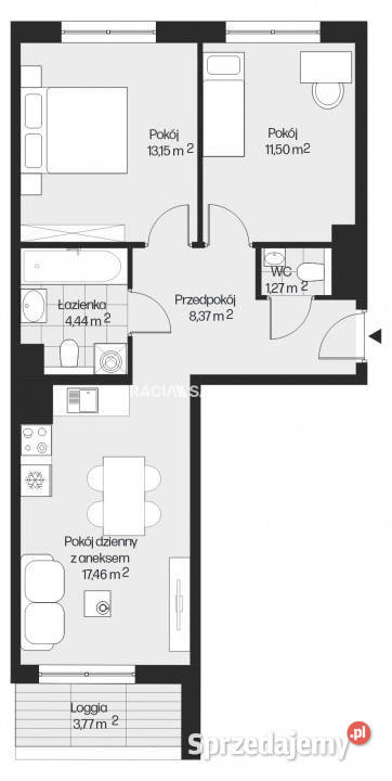 Mieszkanie Kraków Piasta Kołodzieja 5619m2 3pok Piętro 5 sprzedam