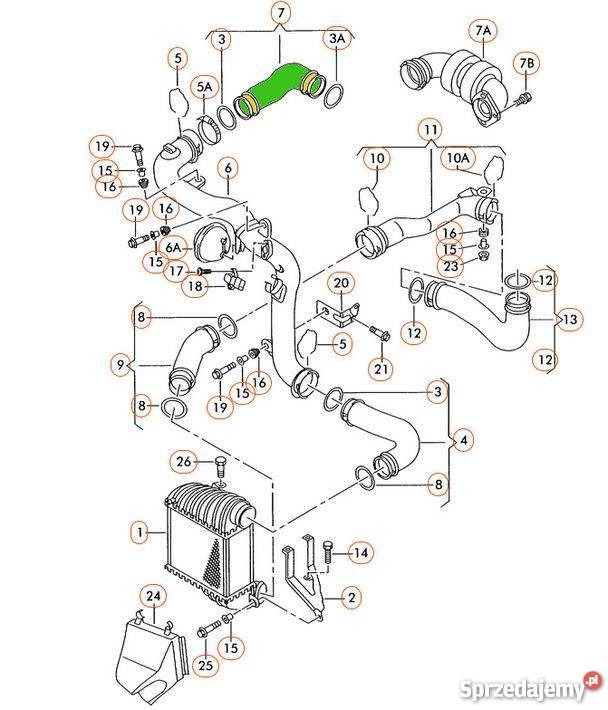 RURA INTERCOOLERA AUDIVW 19TDI 130 1J0145838AF Silniki i osprzęt Bielsko-Biała