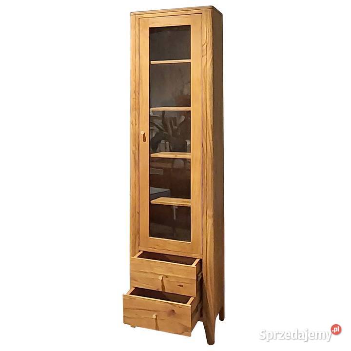Wąska witryna drewniana 50 MILANO z szufladami z
