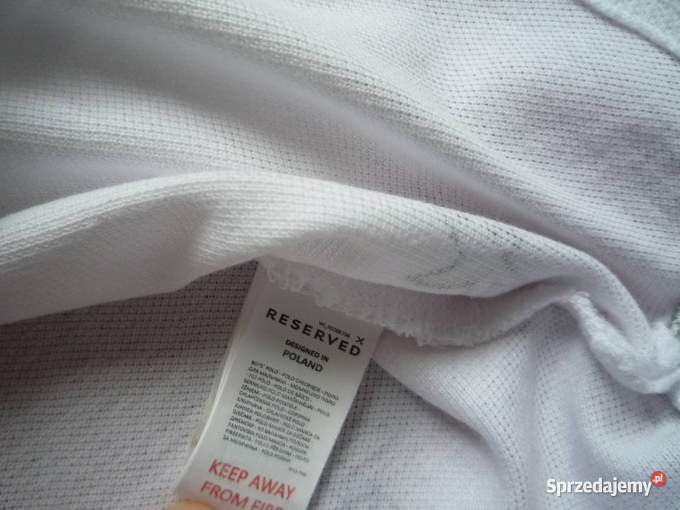 Reserved 128134 Biała koszulka polo Nowa szary/srebrny Bluzki, koszulki i kaftaniki Szczecin