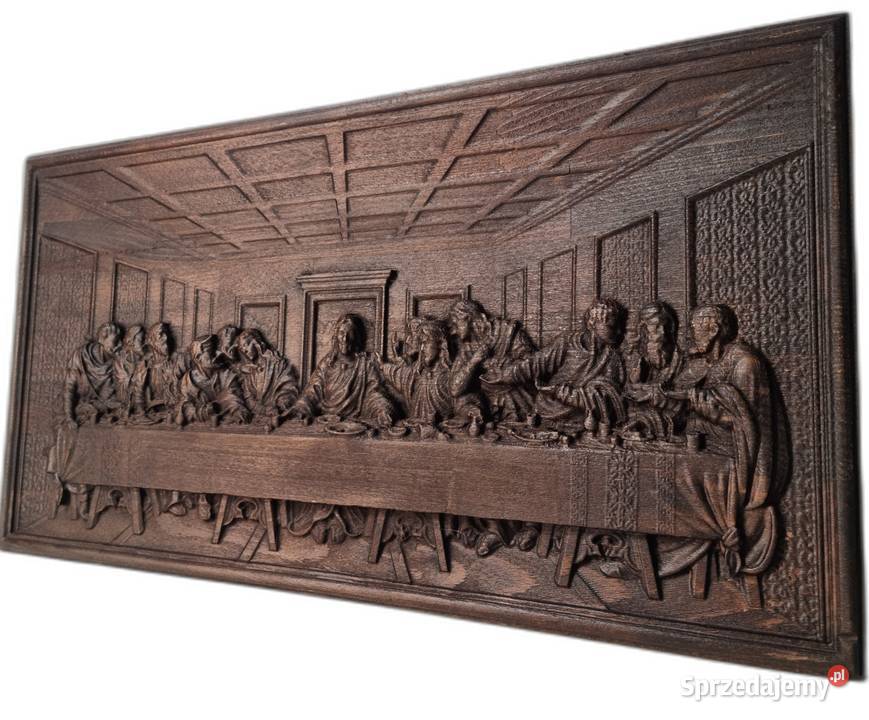 Ostatnia Wieczerza drewniana płaskorzeźba Dekoracje i ozdoby Malechowo