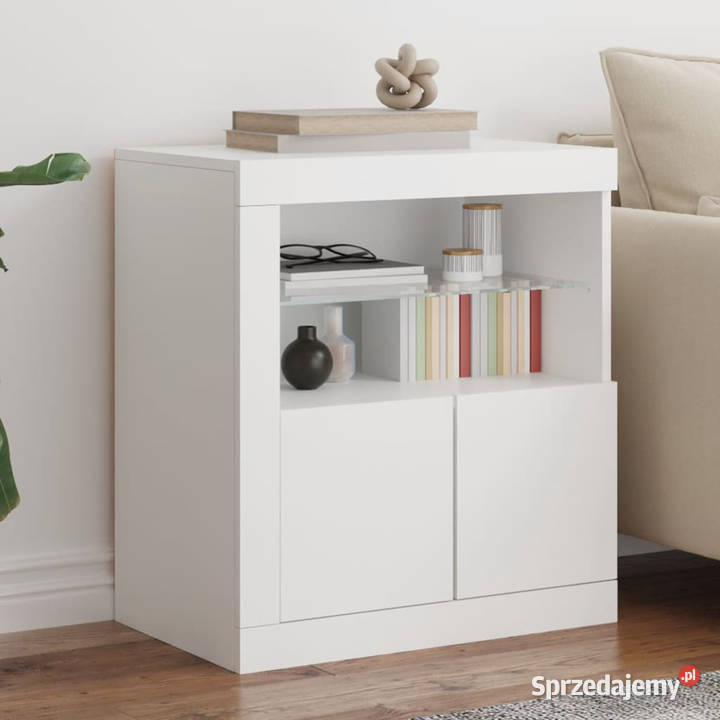 Szafka z oświetleniem LED biała 605x37x67