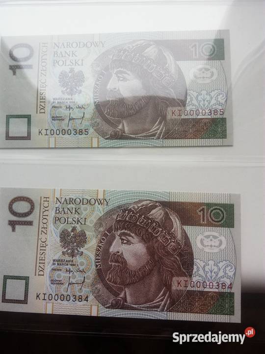 Banknoty kolekcjonerskie 10 zlotych 1994 rok z czterema zera