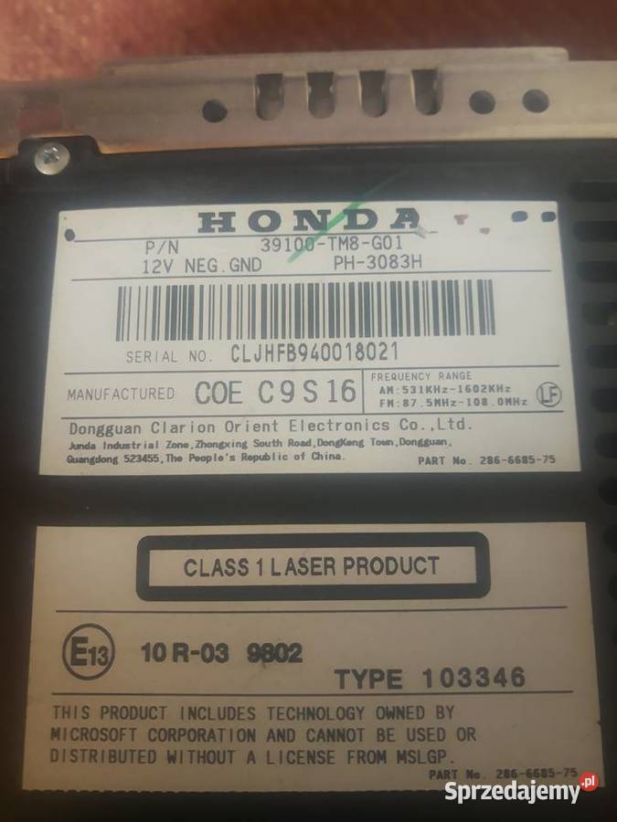 Honda insight radio okazja serdecznie Karczmiska Pierwsze