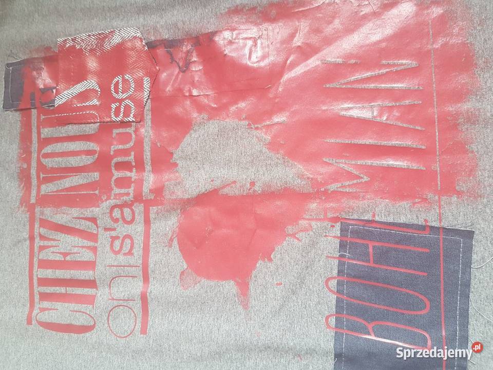włoska bluza bluzka koszula koszulka nadruki szary/srebrny świętokrzyskie