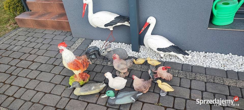 Zestaw zwierząt ogrodowych figurki bocian królik Figurki i rzeźby Siewierz