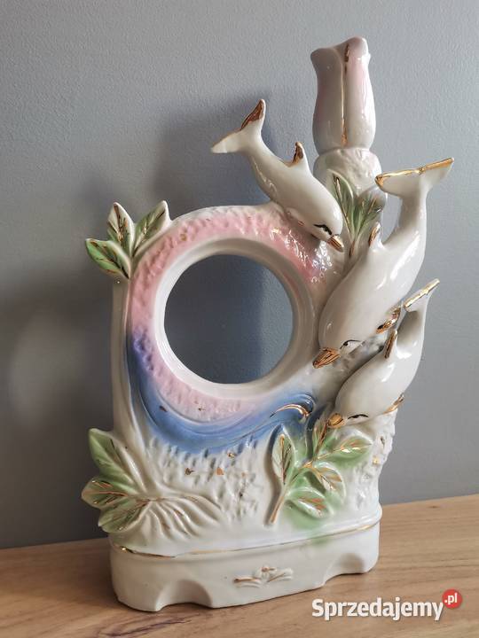 Stara porcelanowa oprawka obudowa zegara Delfiny Katowice
