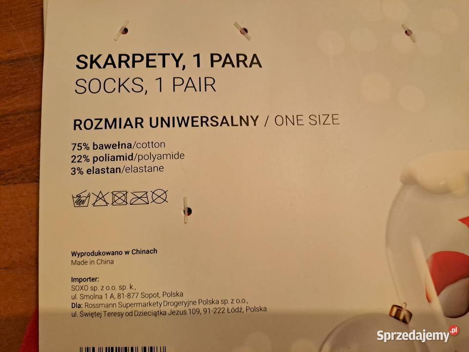 Skarpetki świąteczne na magnes trzymające się Skarpety i podkolanówki Warszawa